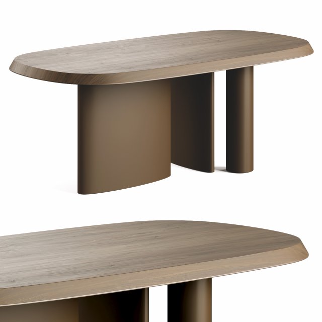 Bonaldo Padiglioni Double Material Dining Table 3D Model .c4d .max .obj .3ds .fbx .lwo .lw .lws