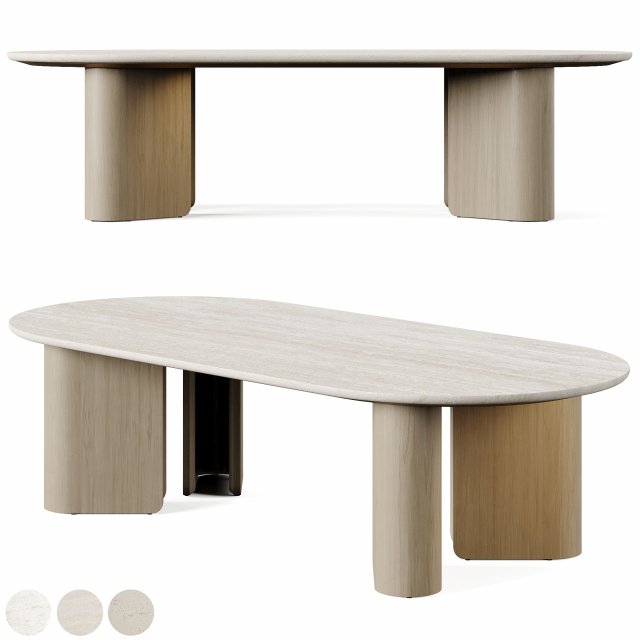 Arhaus Jaira Coffee Oval Table 3D Model .c4d .max .obj .3ds .fbx .stl .blend 