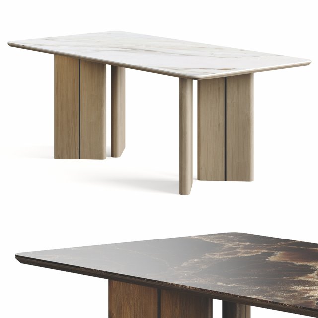 Laskasas Ponza Dining Table 3D Model .c4d .max .obj .3ds .fbx .lwo .lw .lws