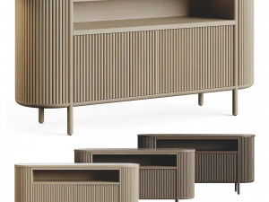 Kredens z drewna bielonego cyprysowego Model 3D