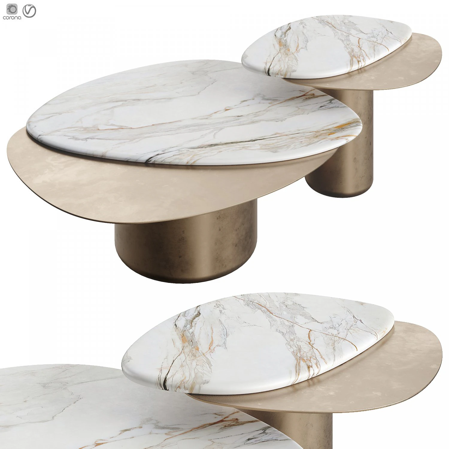 Natuzzi Italia Splash Coffee Table 3D Model .c4d .max .obj .3ds .fbx .stl .blend 