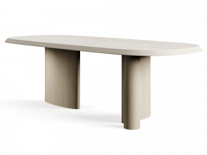 Bonaldo Padiglioni 2024 Travertino Dining Table Model 3D