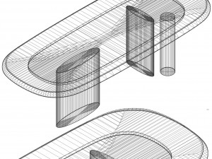 Bonaldo Padiglioni 2024 Travertino Dining Table Model 3D