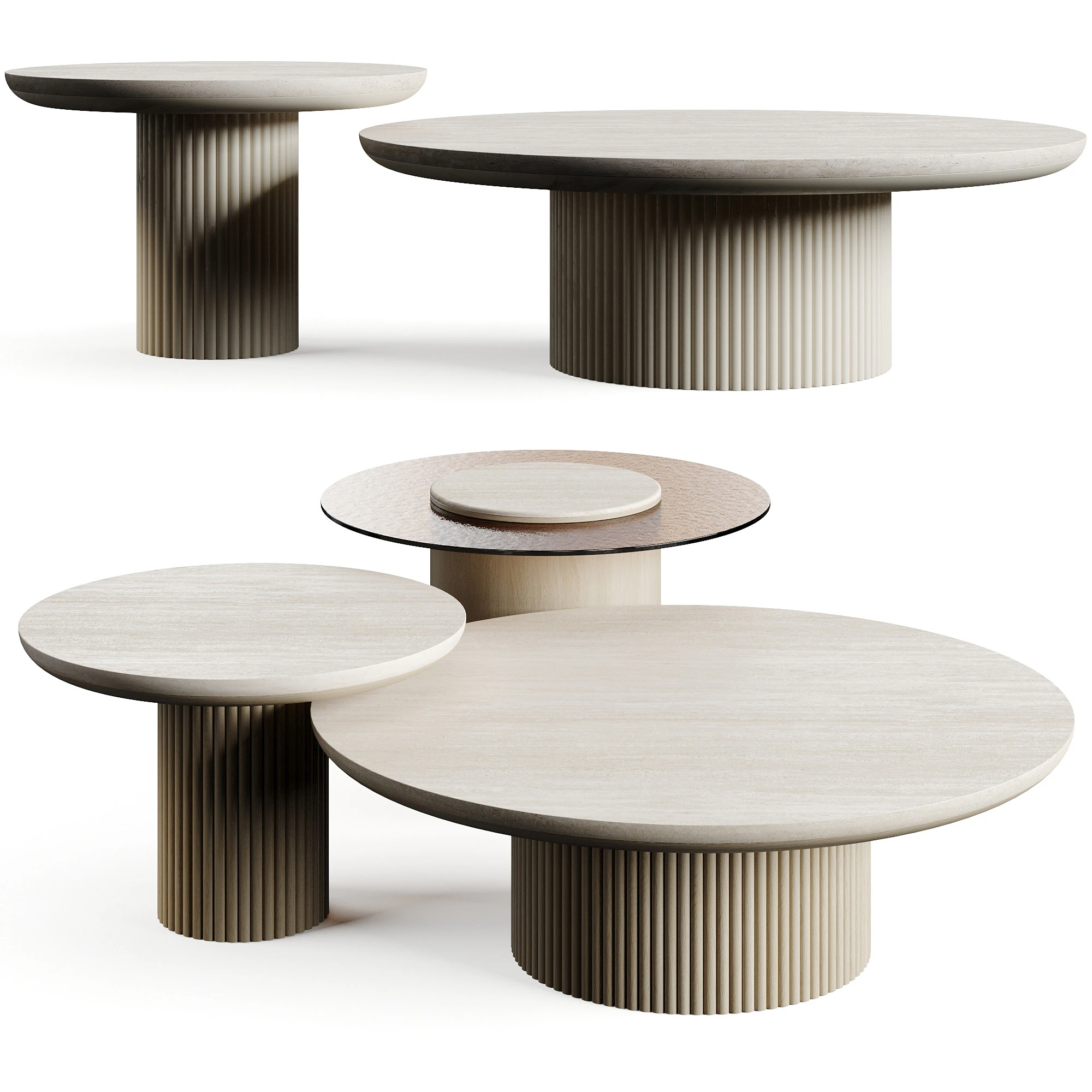 Ana Roque ARTIC TRAVERTINO Coffee Table 3D Model .c4d .max .obj .3ds .fbx .stl .blend 