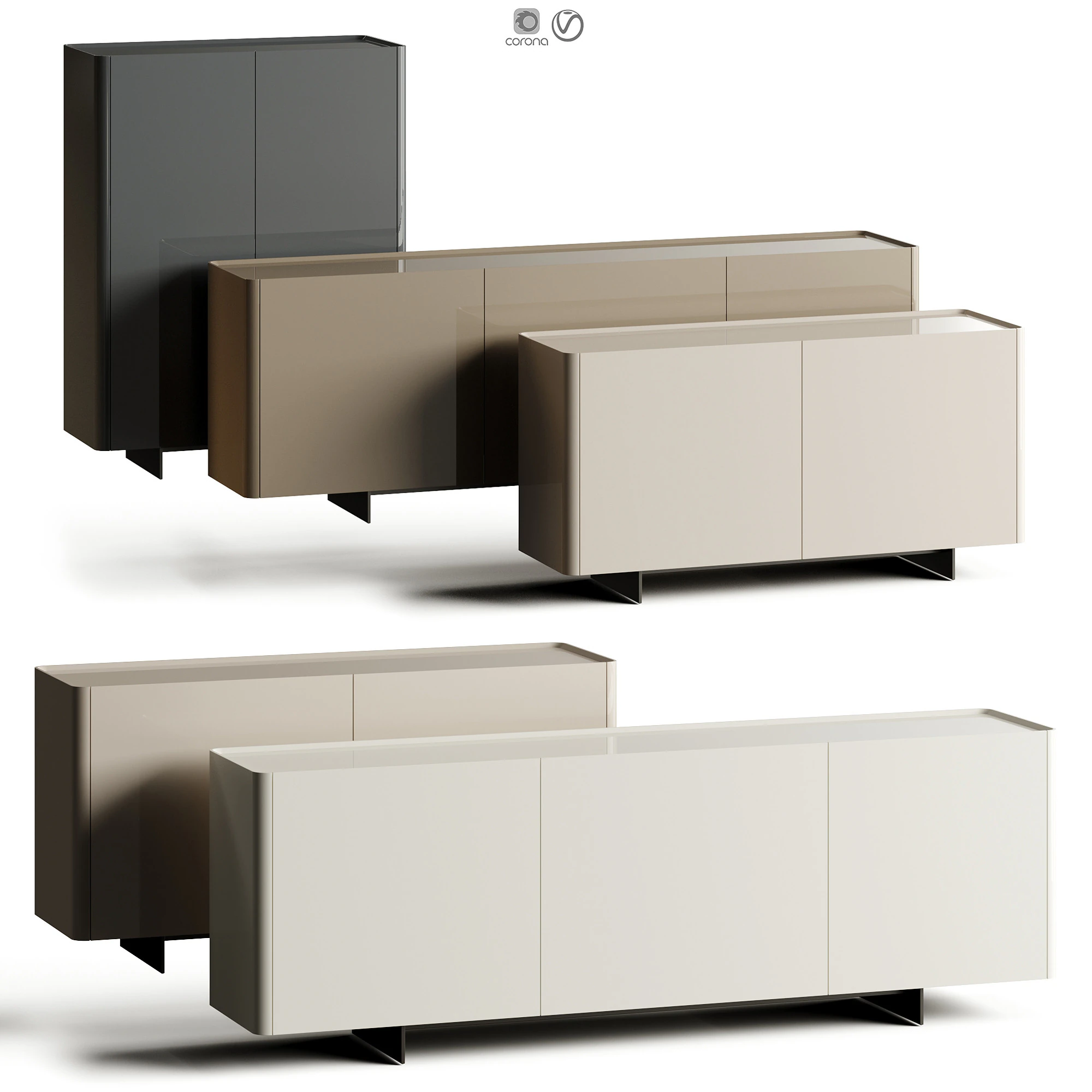Eforma ALMA PREMIUM Lacquer Sideboard 3D Model .c4d .max .obj .3ds .fbx .stl .blend