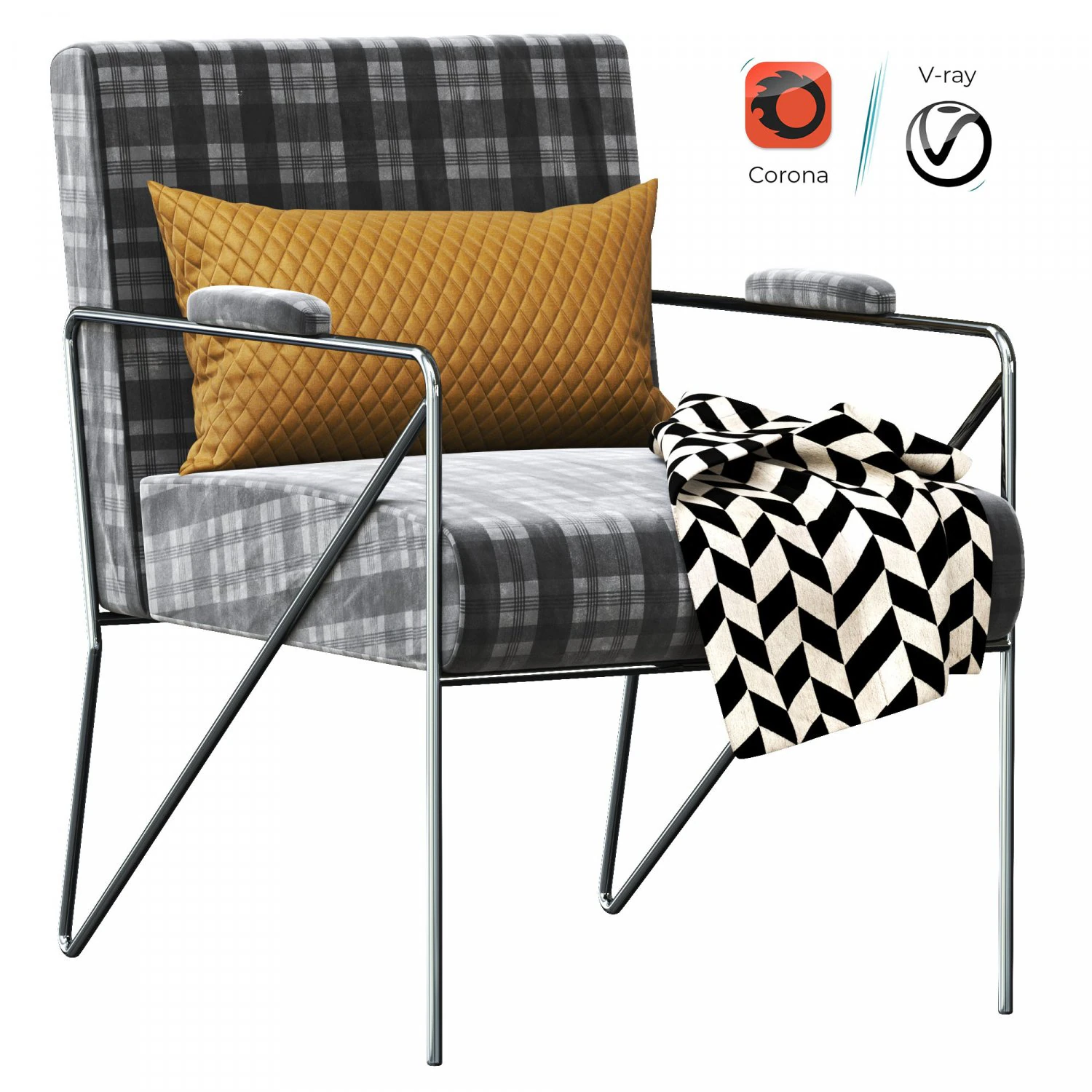 Kelly Wearstler Emmett Lounge Chair 3D Model .c4d .max .obj .3ds .fbx .stl .blend 
