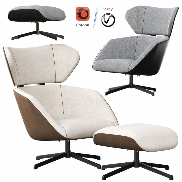 Camila Armchair And Pouf Modèle 3D .c4d .max .obj .3ds .fbx .stl .blend 