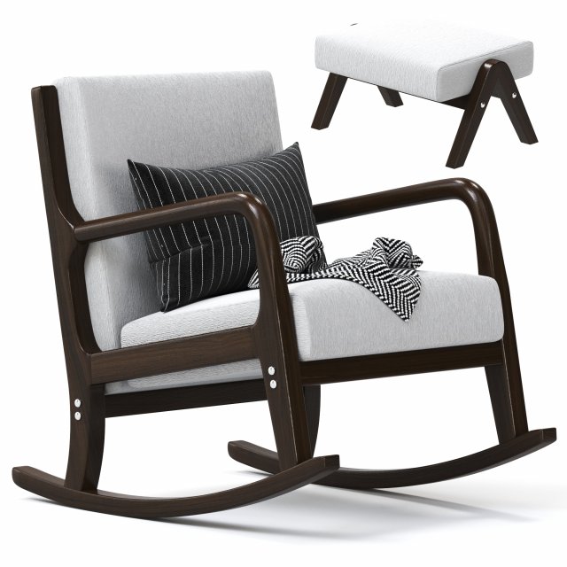 Rocking Chair Wooden High Resilience 3D मॉडल .c4d .max .obj .3ds .fbx .stl .blend 