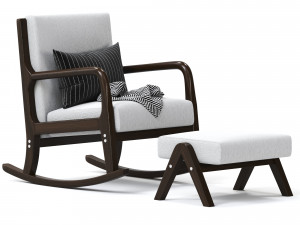 Rocking Chair Wooden High Resilience 3D मॉडल