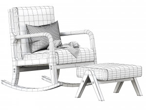 Rocking Chair Wooden High Resilience 3D मॉडल