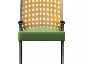 Upholstered Cane Back Armchair 3D Model