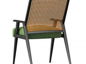 Upholstered Cane Back Armchair 3D मॉडल