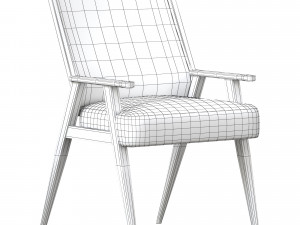 Upholstered Cane Back Armchair 3D मॉडल
