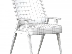Upholstered Cane Back Armchair 3D Model
