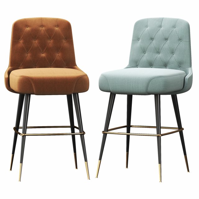 Inner Tufted Bar Stool 3D Model .c4d .max .obj .3ds .fbx .stl .blend 