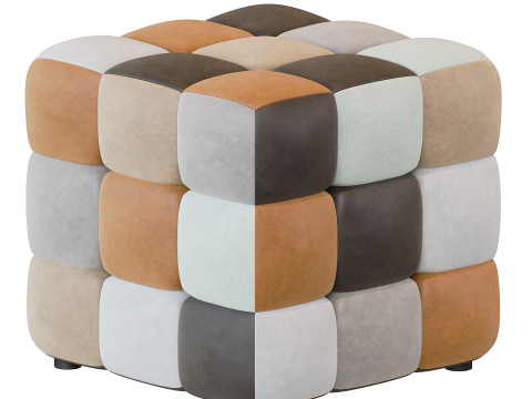 Pouf Trendy brown patchwork 3D Model