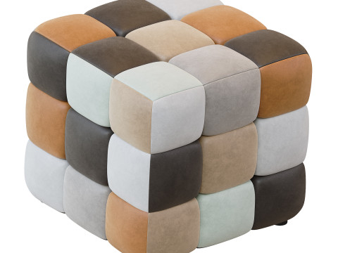 Pouf Trendy brown patchwork 3D Model