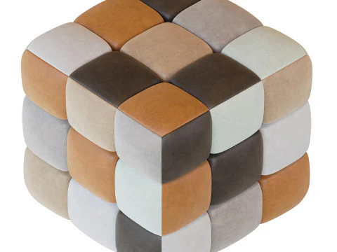 Пуф Модный коричневый пэчворк 3D Модель