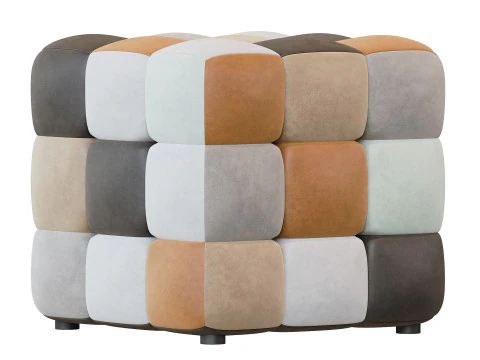 Пуф Модный коричневый пэчворк 3D Модель