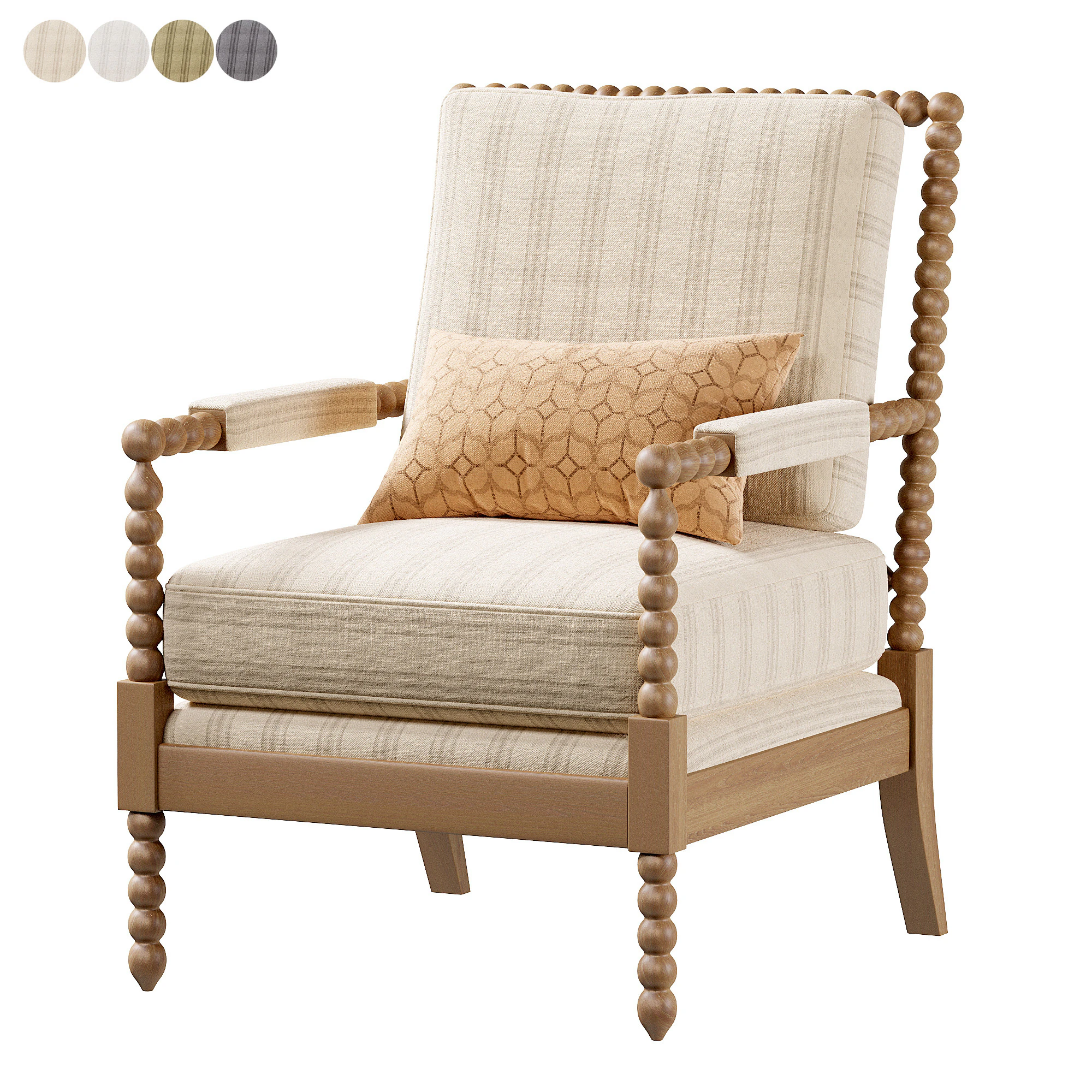 Spindle chair 3D Model .c4d .max .obj .3ds .fbx .stl .blend 