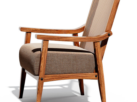 Lifestorey Serena Cane and Solid Wood Accent Chair Modelo 3D