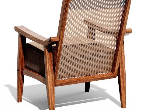 Lifestorey Serena Cane and Solid Wood Accent Chair Modelo 3D