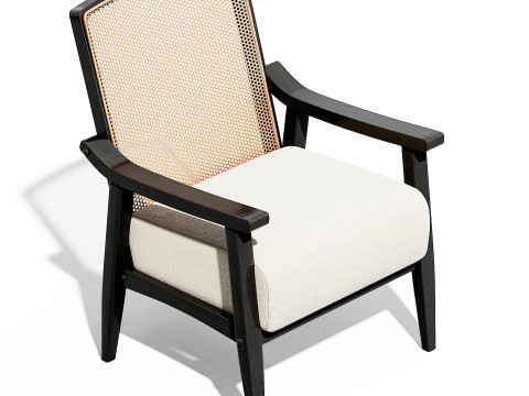Lifestorey Serena Cane and Solid Wood Accent Chair Modelo 3D
