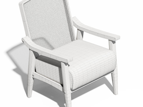 Lifestorey Serena Cane and Solid Wood Accent Chair Modelo 3D