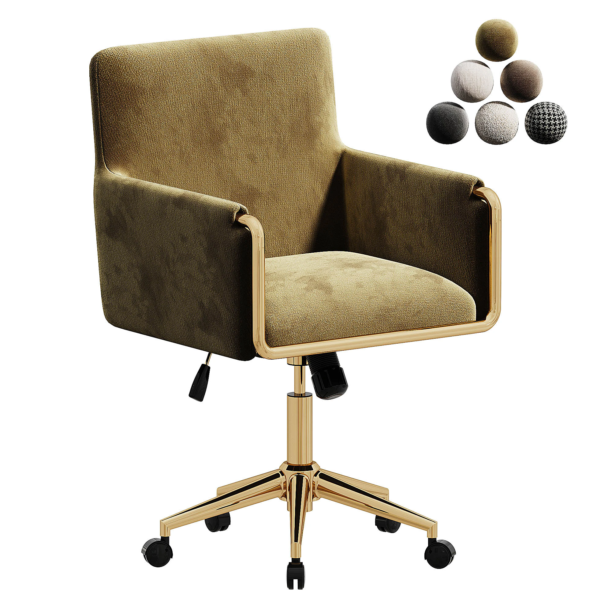 Chaise de bureau baignoire en velours vison - Sonny SNN002 3D Model .c4d .max .obj .3ds .fbx .stl .blend 