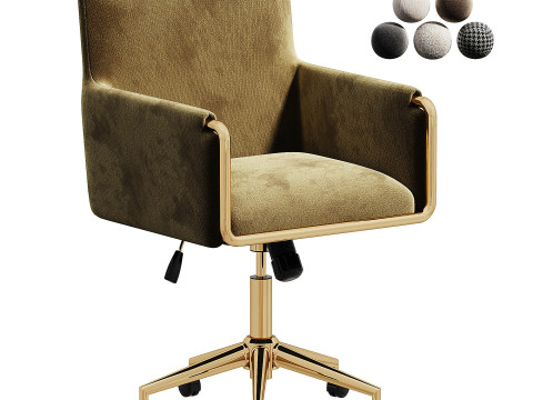 Chaise de bureau baignoire en velours vison - Sonny SNN002 3D Model