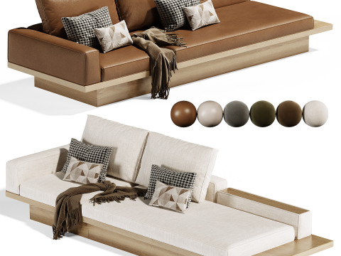Beige Solid Wood Sofa 3D Modell