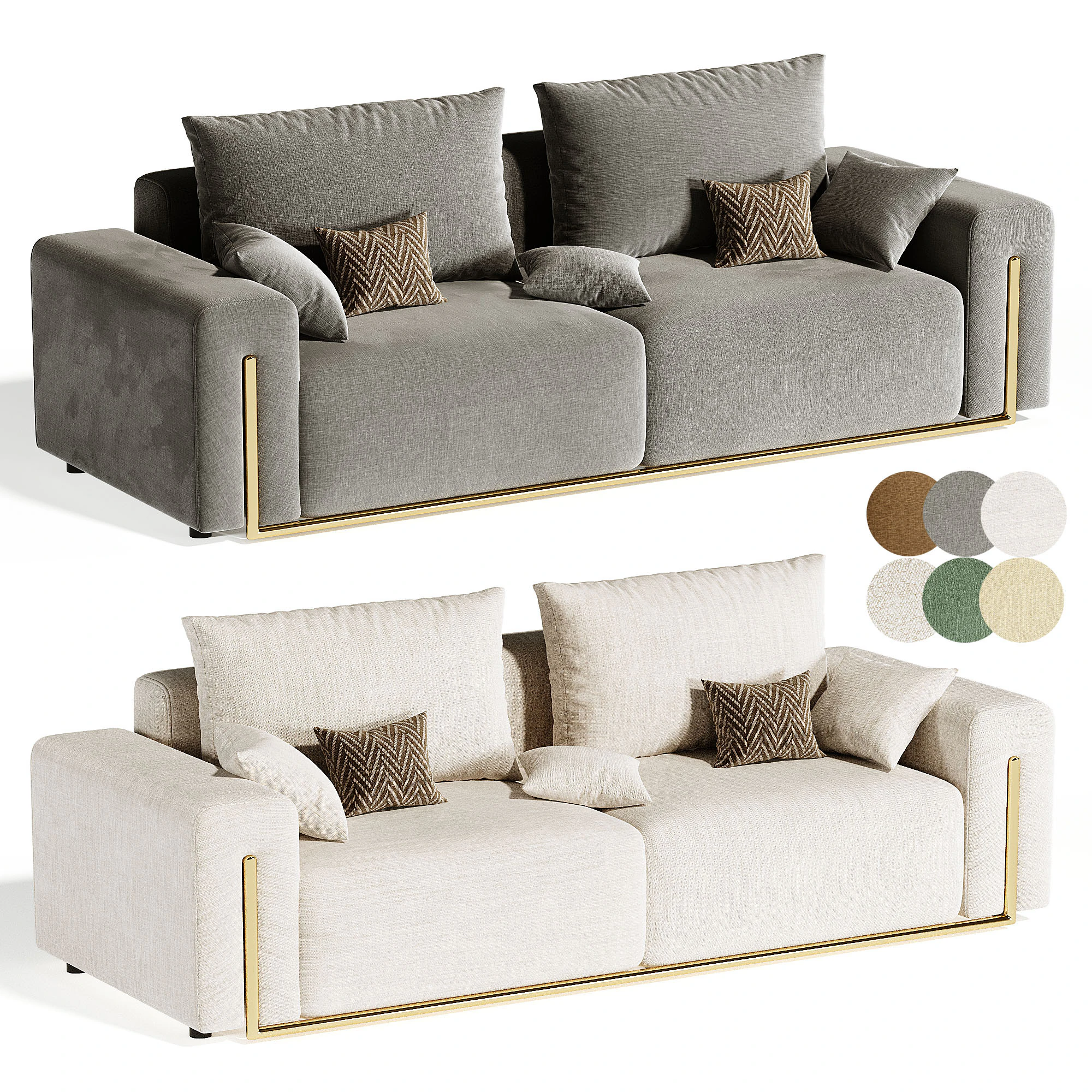 Velvet Sofa Loveseat 3D Model .c4d .max .obj .3ds .fbx .stl .blend 