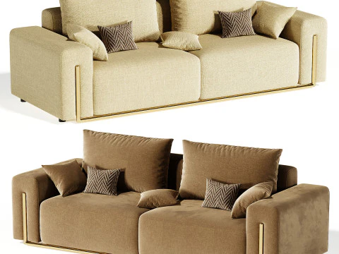 Velvet Sofa Loveseat 3D Model