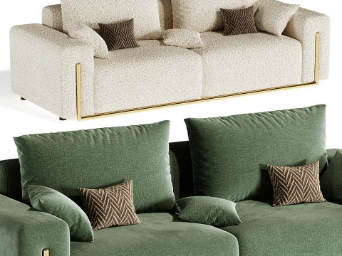Velvet Sofa Loveseat 3D Model
