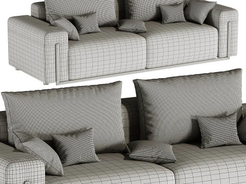 Velvet Sofa Loveseat 3D Model