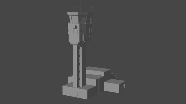 Sharm El Sheikh Airport Tower 3D Модель .c4d .max .obj .3ds .fbx .stl .blend