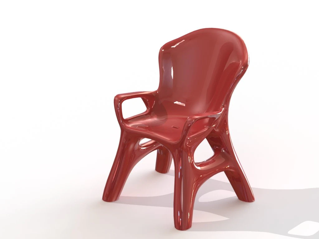 Organic Chair Red 3D Model .c4d .max .obj .3ds .fbx .stl .blend 