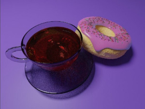 Tea and donut Modelo 3D