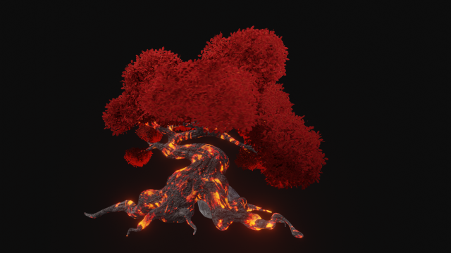 Stylized Lava Fantasy tree asset PBR low-poly game-ready 3D Model .c4d .max .obj .3ds .fbx .stl .blend 