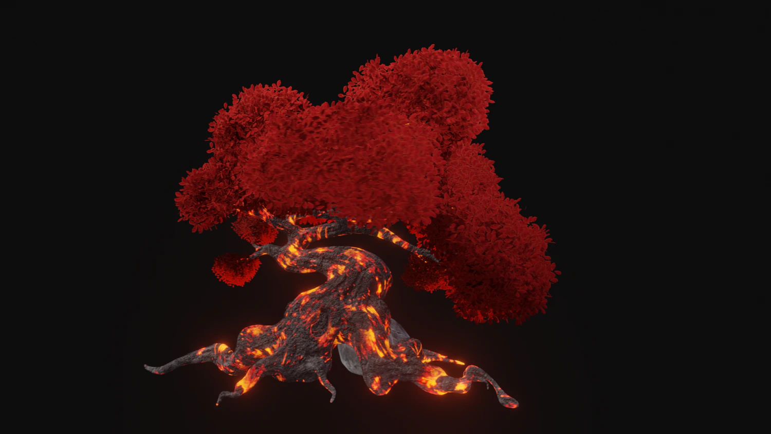 Stylized Lava Fantasy tree asset PBR low-poly game-ready 3D Model .c4d .max .obj .3ds .fbx .stl .blend