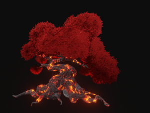 Stylized Lava Fantasy tree asset PBR low-poly game-ready 3D Model