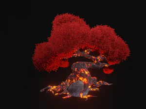 Stylized Lava Fantasy tree asset PBR low-poly game-ready 3D Model