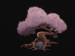 Stylized Lava Fantasy tree asset PBR low-poly game-ready 3D Model