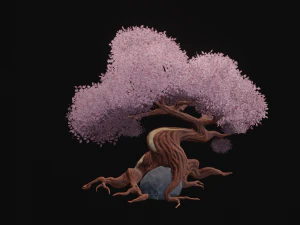 Stylized Lava Fantasy tree asset PBR low-poly game-ready 3D Model