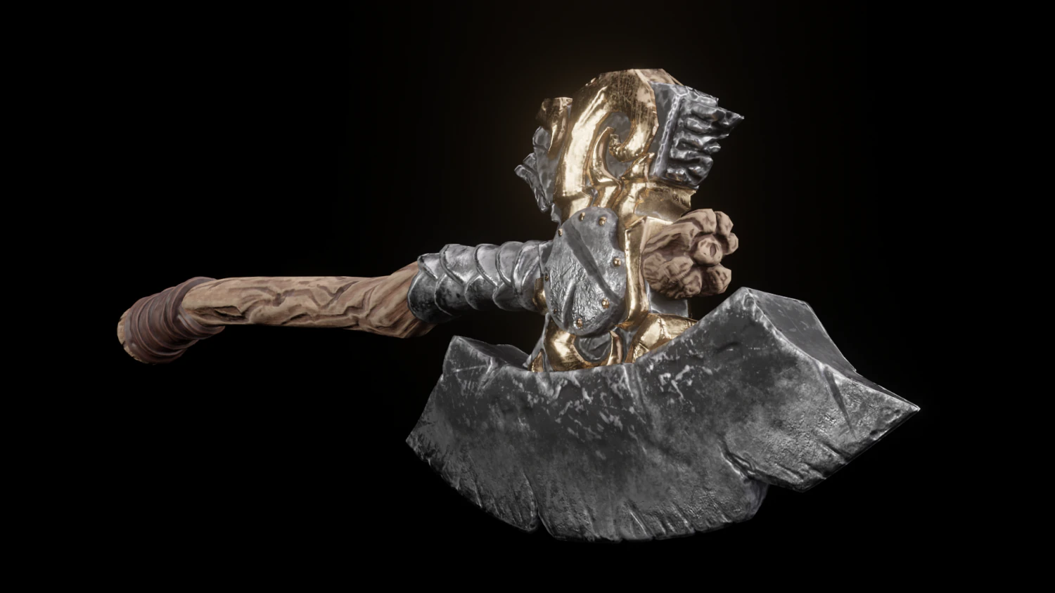Viking battle ax game ready low poly 3D Model .c4d .max .obj .3ds .fbx .stl .blend 