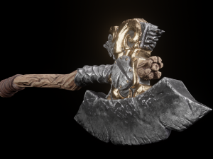 Viking battle ax game ready low poly 3D Model