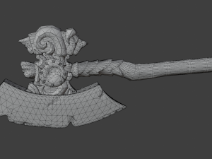 Viking battle ax game ready low poly Modèle 3D