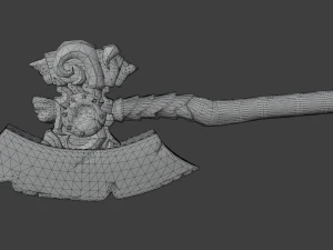Viking battle ax game ready low poly 3D Model