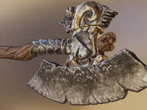 Viking battle ax game ready low poly Modèle 3D