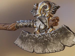 Viking battle ax game ready low poly 3D Model